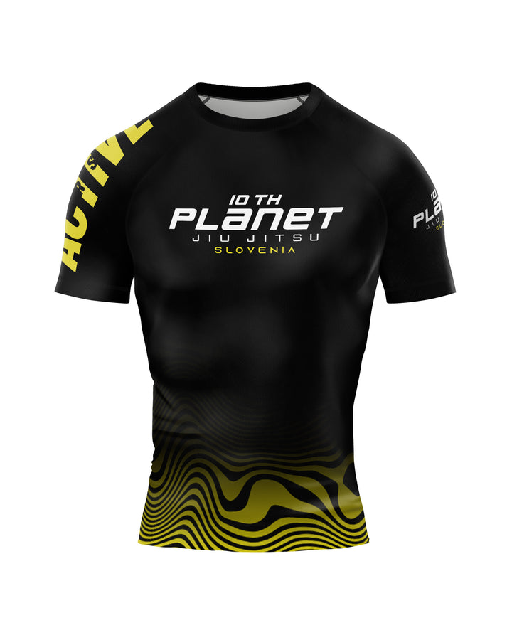 10th Planet – Yellow Waves – Kids Short Sleeve Rashguard